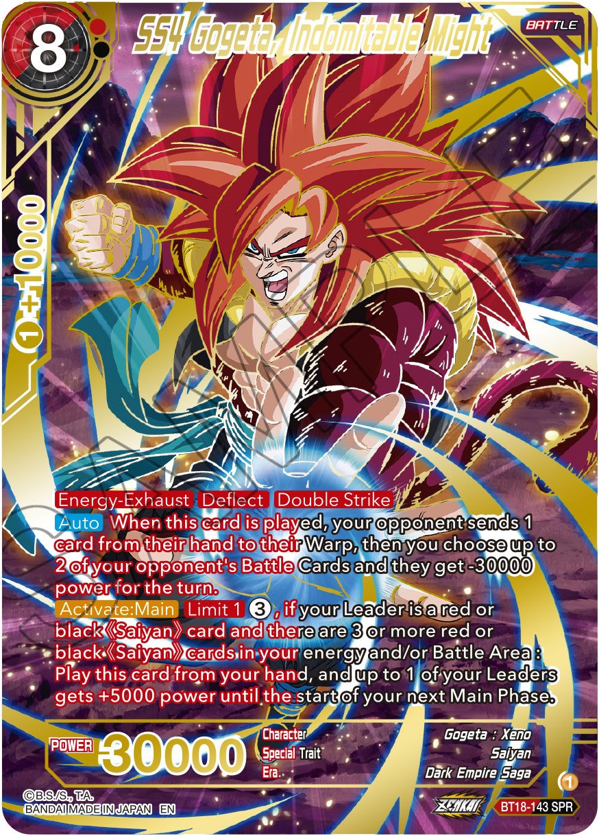 SS4 Gogeta, Indomitable Might (SPR) (BT18-143) [Dawn of the Z-Legends] | Total Play