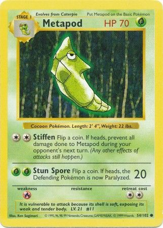 Metapod (54/102) [Base Set Shadowless Unlimited] | Total Play