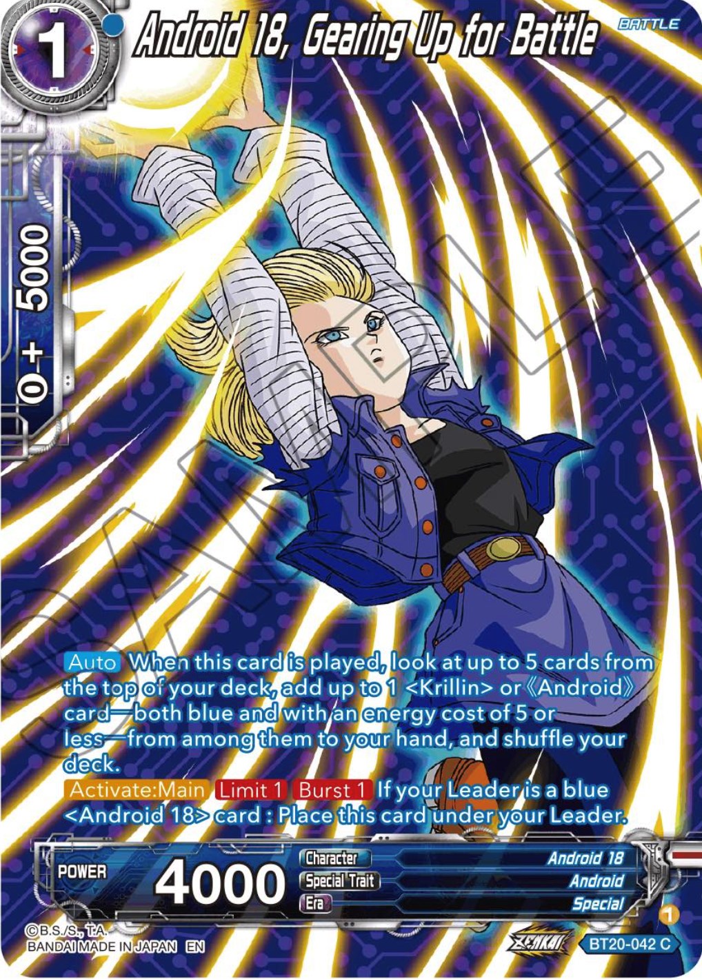 Android 18, Gearing Up for Battle (Silver Foil) (BT20-042) [Power Absorbed] | Total Play
