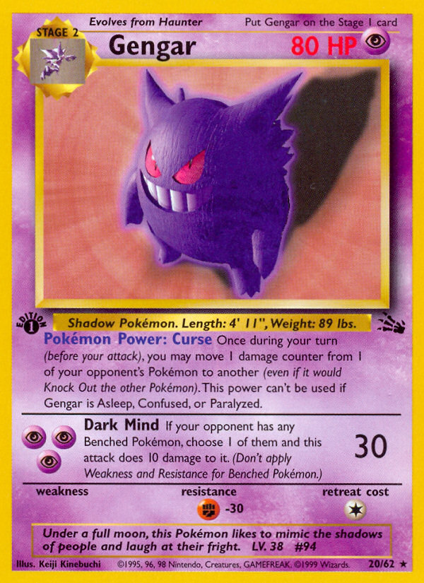 Gengar (20/62) [Fossil 1st Edition] | Total Play