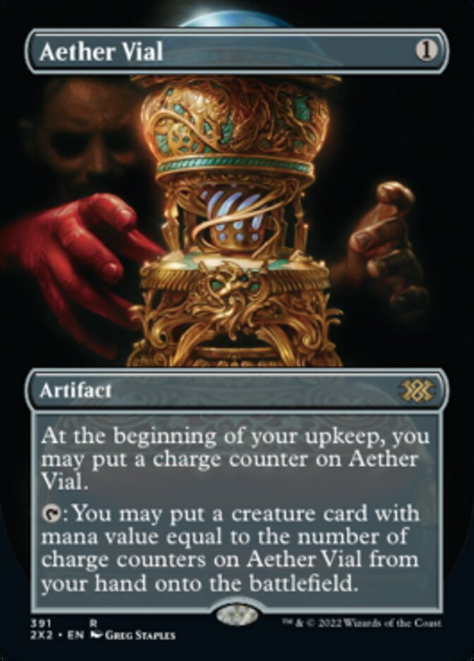 Aether Vial (Borderless Alternate Art) [Double Masters 2022] | Total Play