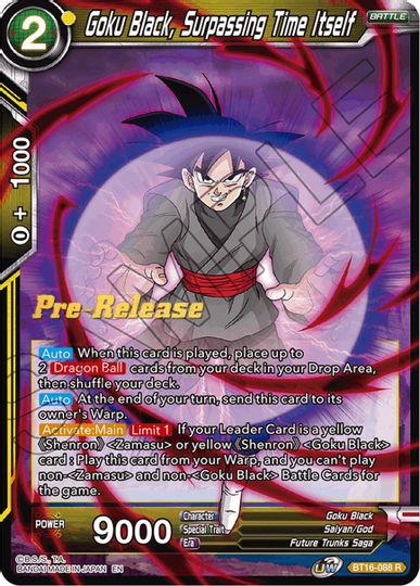 Goku Black, Surpassing Time itself (BT16-088) [Realm of the Gods Prerelease Promos] | Total Play