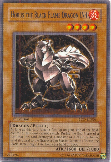 Horus The Black Flame Dragon LV4 [SOD-EN006] Rare | Total Play