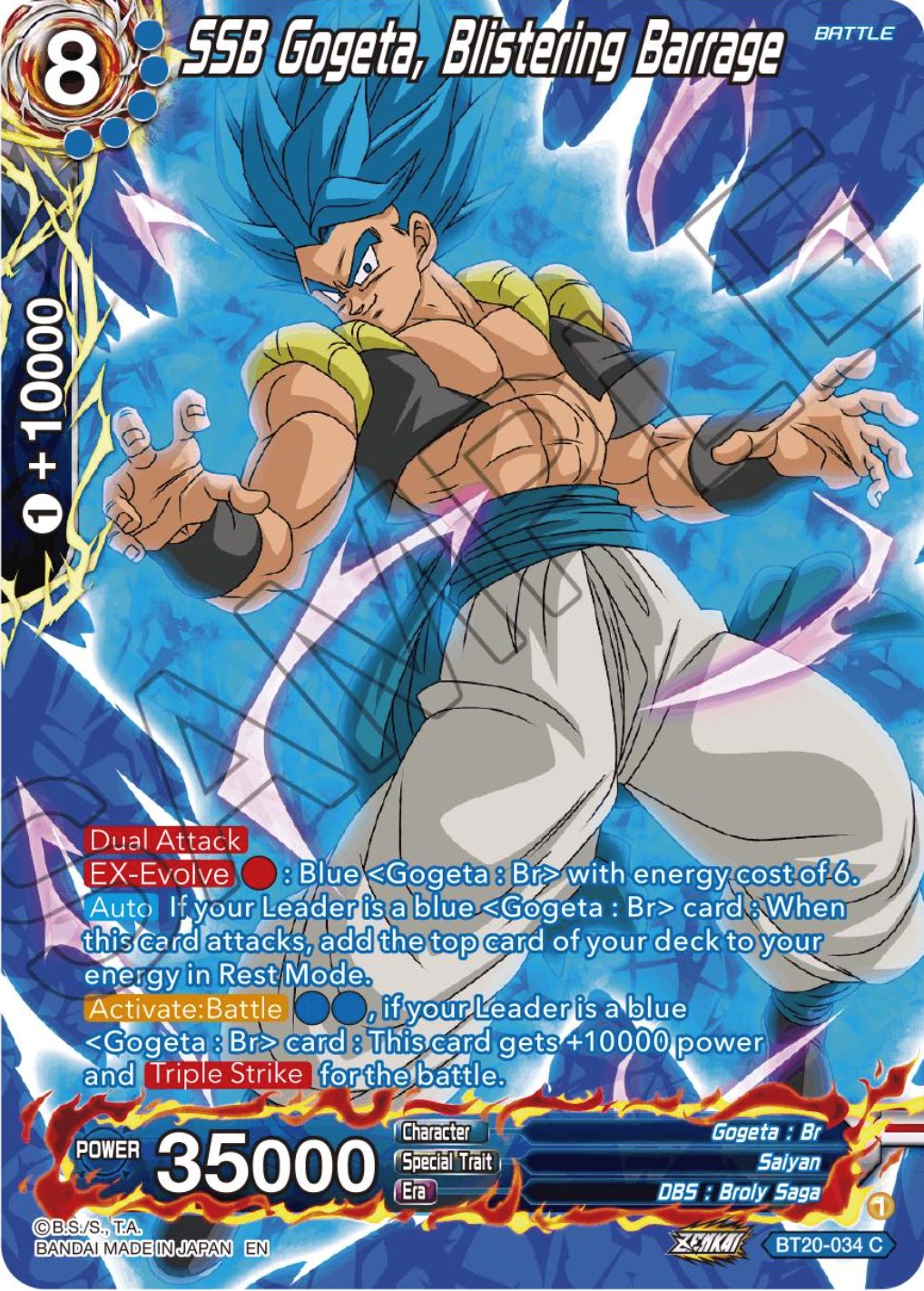 SSB Gogeta, Blistering Barrage (Silver Foil) (BT20-034) [Power Absorbed] | Total Play
