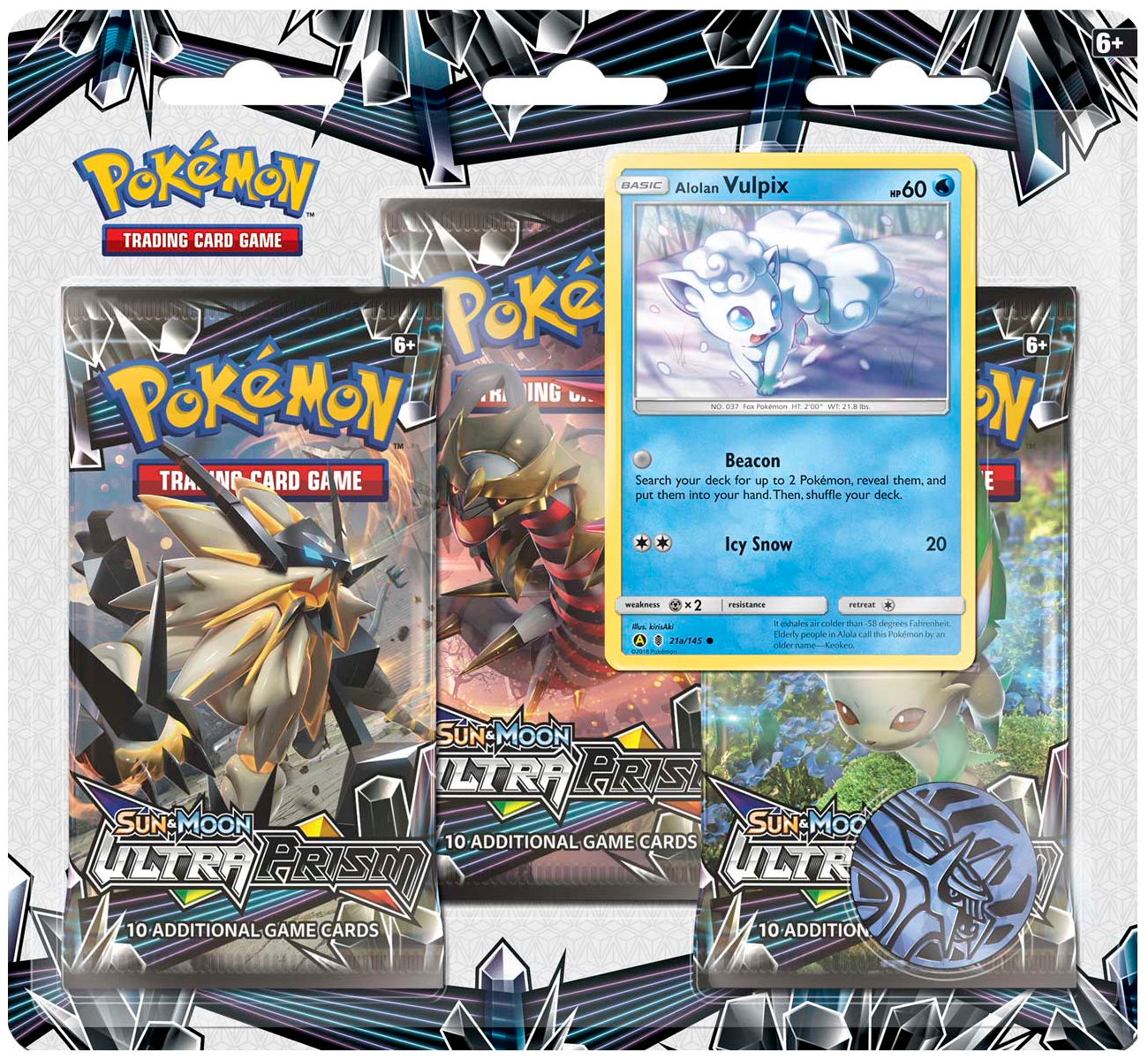 Sun & Moon: Ultra Prism - 3-Pack Blister (Alolan Vulpix) | Total Play