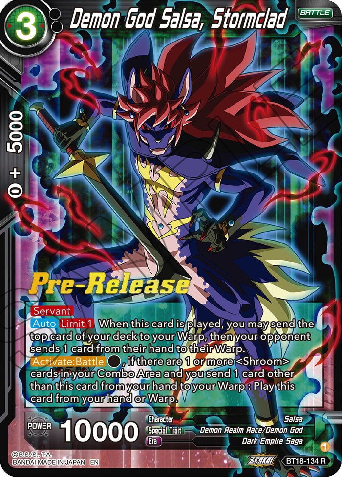 Demon God Salsa, Stormclad (BT18-134) [Dawn of the Z-Legends Prerelease Promos] | Total Play