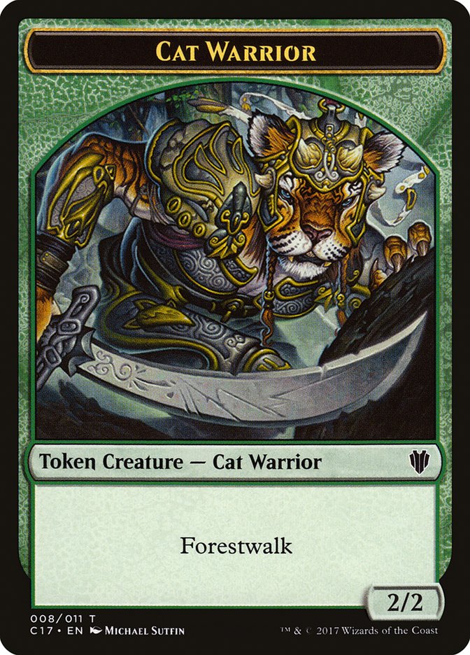 Cat // Cat Warrior Double-Sided Token [Commander 2017 Tokens] | Total Play