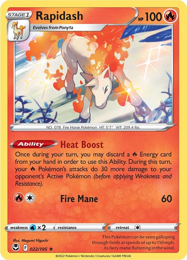 Rapidash (022/195) (Theme Deck Exclusive) [Sword & Shield: Silver Tempest] | Total Play