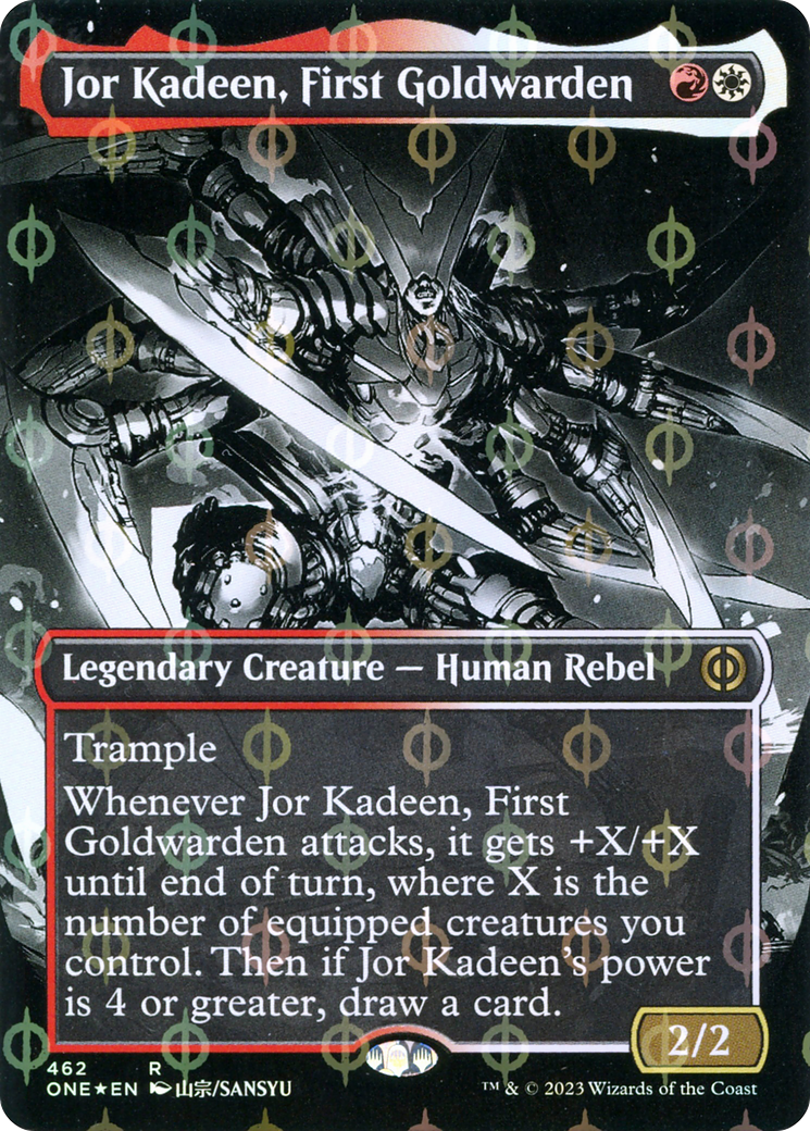 Jor Kadeen, First Goldwarden (Borderless Manga Step-and-Compleat Foil) [Phyrexia: All Will Be One] | Total Play