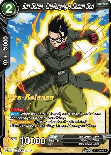 Son Gohan, Challenging a Demon God (BT16-103) [Realm of the Gods Prerelease Promos] | Total Play