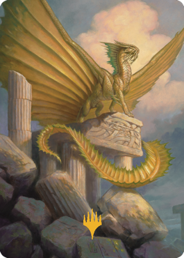 Ancient Gold Dragon Art Card (05) (Gold-Stamped Signature) [Commander Legends: Battle for Baldur's Gate Art Series] | Total Play