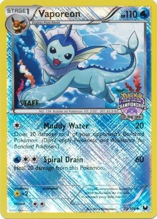 Vaporeon (25/108) (State Province Championship 2013 Promo Staff) [Black & White: Dark Explorers] | Total Play