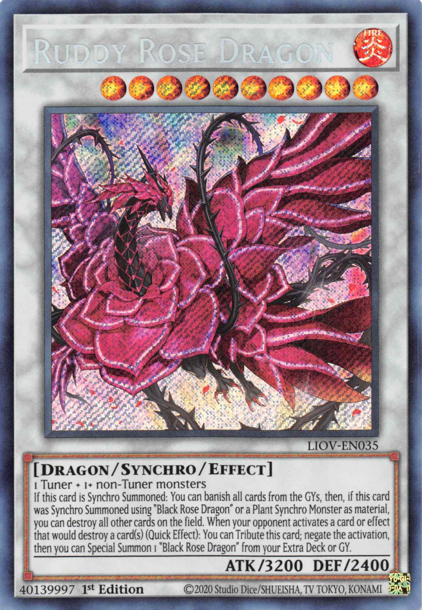 Ruddy Rose Dragon [LIOV-EN035] Secret Rare | Total Play