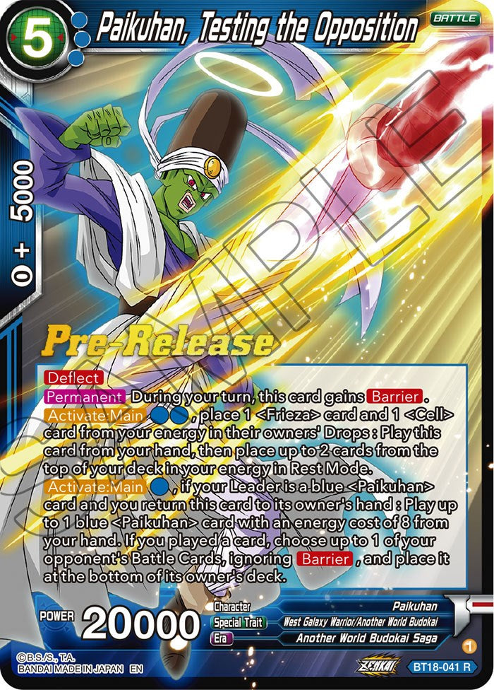 Paikuhan, Testing the Opposition (BT18-041) [Dawn of the Z-Legends Prerelease Promos] | Total Play