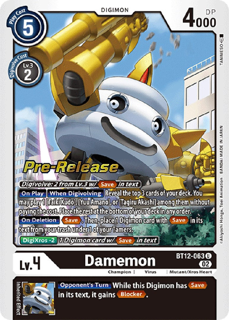 Damemon [BT12-063] [Across Time Pre-Release Cards] | Total Play
