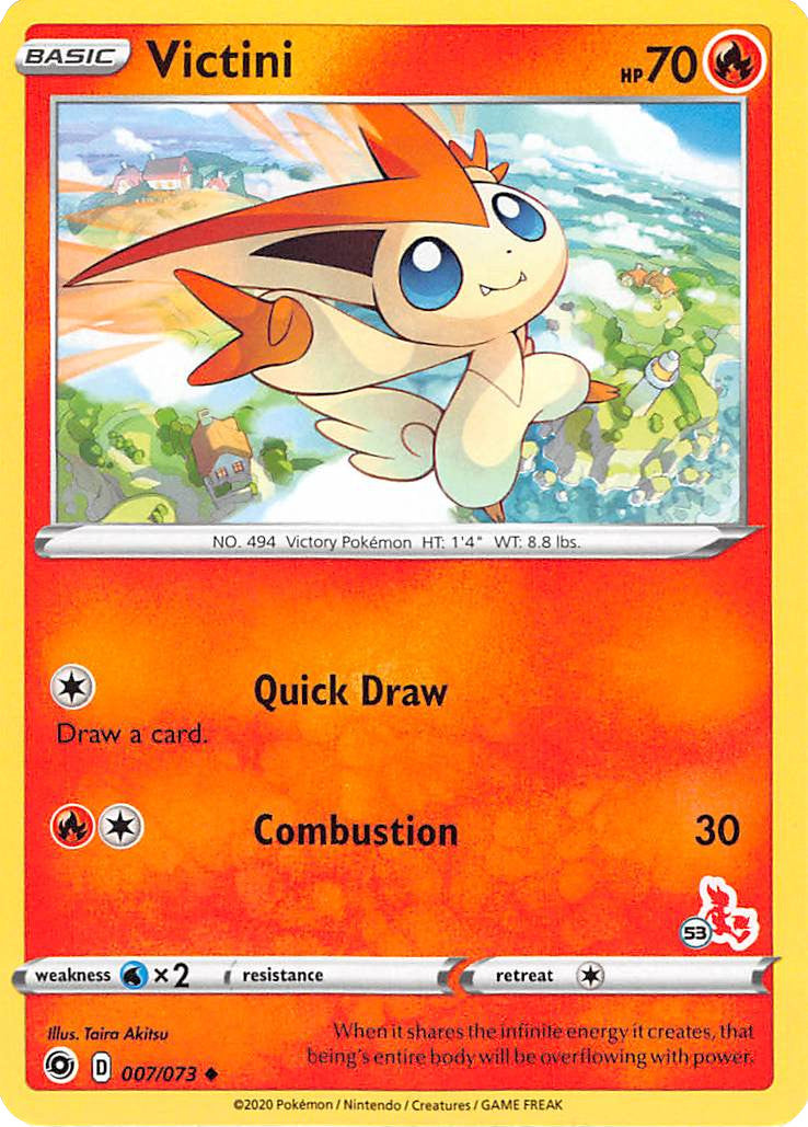 Victini (007/073) (Cinderace Stamp #53) [Battle Academy 2022] | Total Play