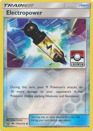 Electropower (172a/214) (League Promo) [Sun & Moon: Lost Thunder] | Total Play