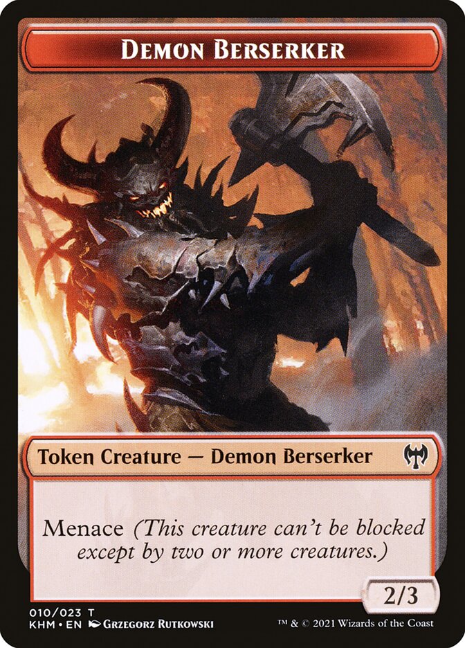 Elf Warrior // Demon Berserker Double-Sided Token [Kaldheim Tokens] | Total Play