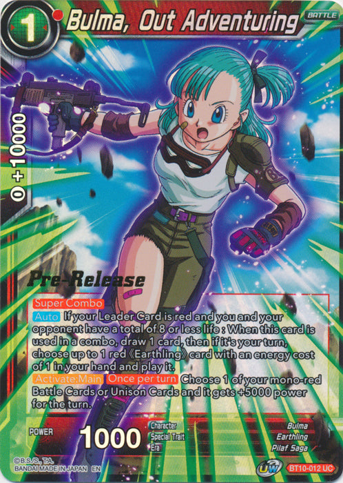 Bulma, Out Adventuring (BT10-012) [Rise of the Unison Warrior Prerelease Promos] | Total Play