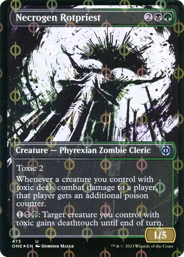 Necrogen Rotpriest (Borderless Ichor Step-and-Compleat Foil) [Phyrexia: All Will Be One] | Total Play