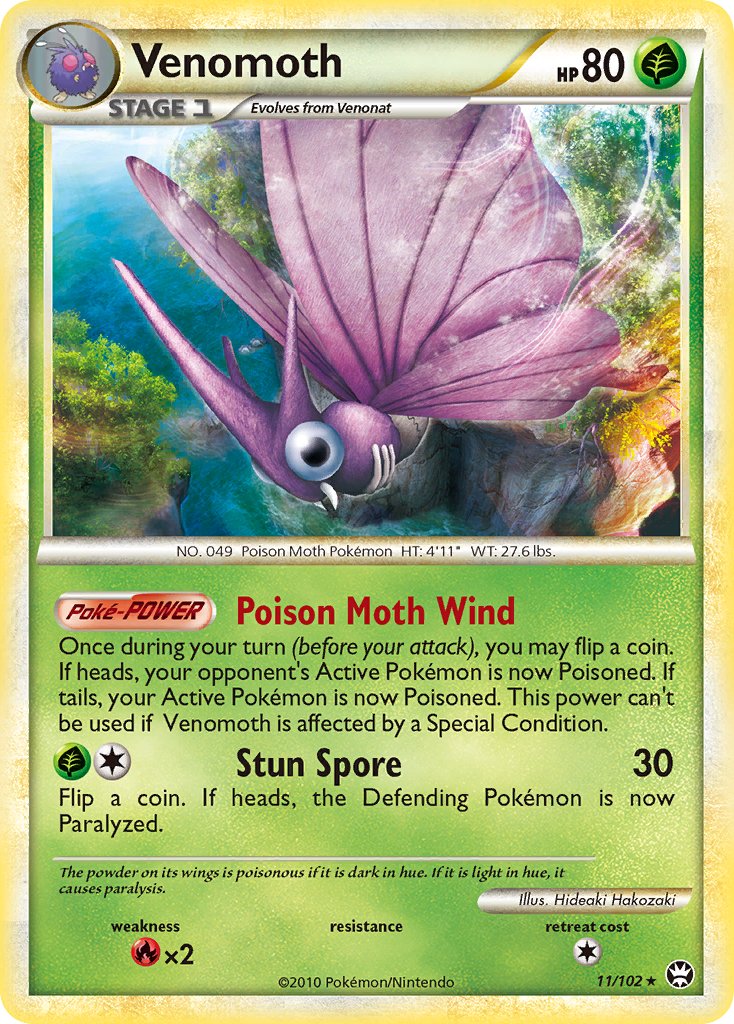 Venomoth (11/102) (Theme Deck Exclusive) [HeartGold & SoulSilver: Triumphant] | Total Play