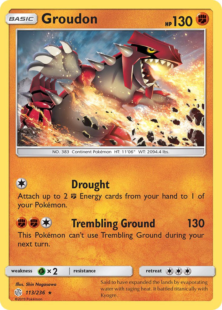 Groudon (113/236) (Cracked Ice Holo) (Theme Deck Exclusive) [Sun & Moon: Cosmic Eclipse] | Total Play