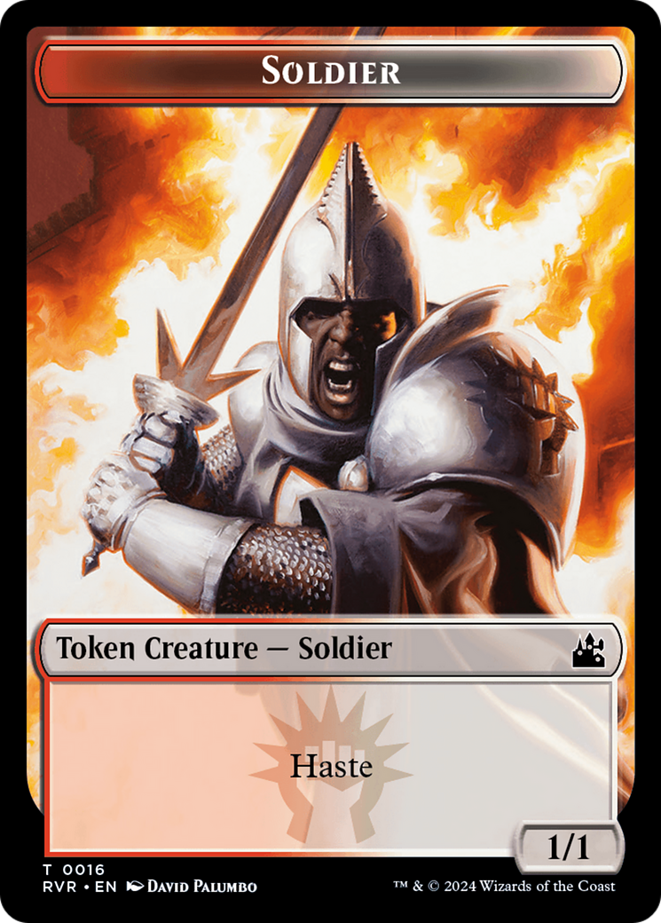 Elf Knight // Soldier Double-Sided Token [Ravnica Remastered Tokens] | Total Play