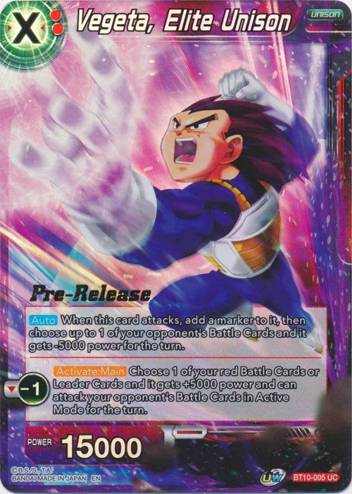 Vegeta, Elite Unison (BT10-005) [Rise of the Unison Warrior Prerelease Promos] | Total Play