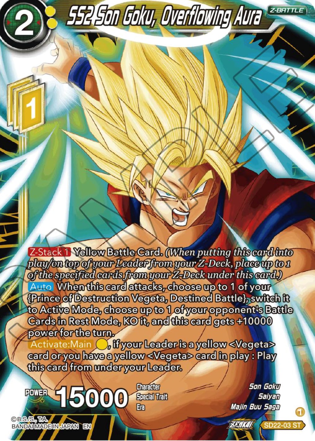 SS2 Son Goku, Overflowing Aura (Starter Deck Exclusive) (SD22-03) [Power Absorbed] | Total Play