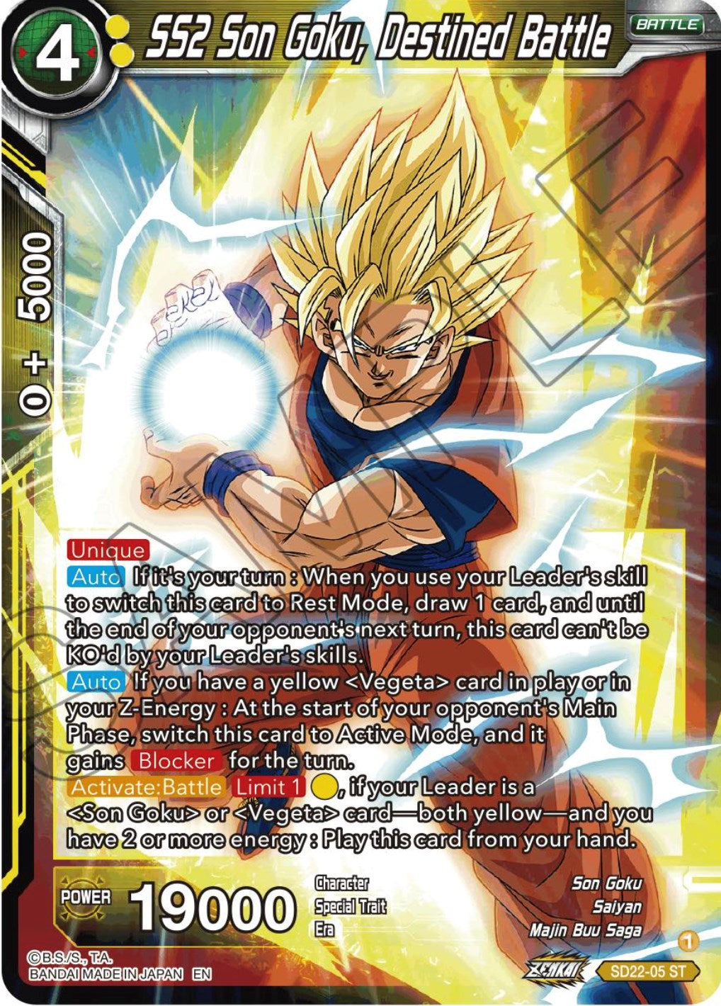 SS2 Son Goku, Destined Battle (Starter Deck Exclusive) (SD22-05) [Power Absorbed] | Total Play