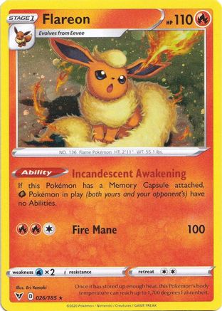 Flareon (026/185) (Cosmos Holo) [Sword & Shield: Vivid Voltage] | Total Play