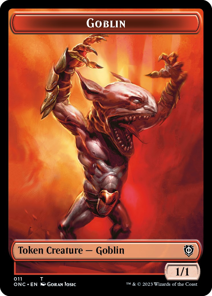 Rebel // Goblin Double-Sided Token [Phyrexia: All Will Be One Commander Tokens] | Total Play