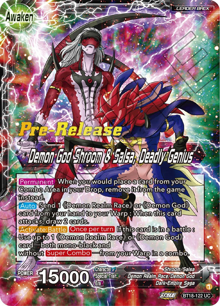 Shroom & Salsa // Demon God Shroom & Salsa, Deadly Genius (BT18-122) [Dawn of the Z-Legends Prerelease Promos] | Total Play