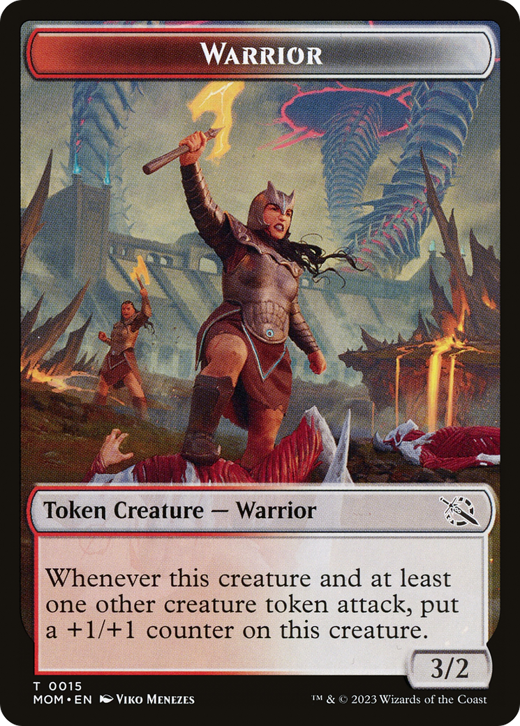 Warrior // Wrenn and Realmbreaker Emblem Double-Sided Token [March of the Machine Tokens] | Total Play