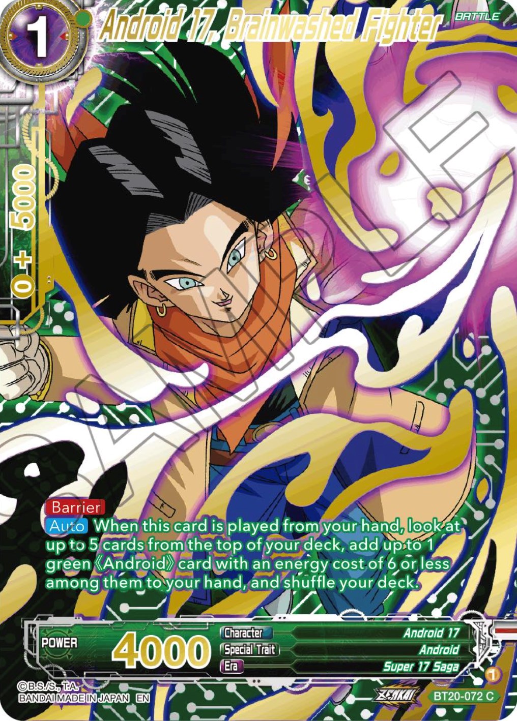 Android 17, Brainwashed Fighter (Gold-Stamped) (BT20-072) [Power Absorbed] | Total Play