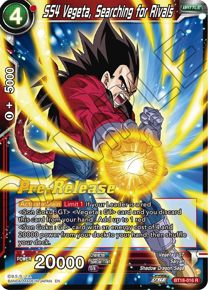SS4 Vegeta, Searching for Rivals (BT18-016) [Dawn of the Z-Legends Prerelease Promos] | Total Play