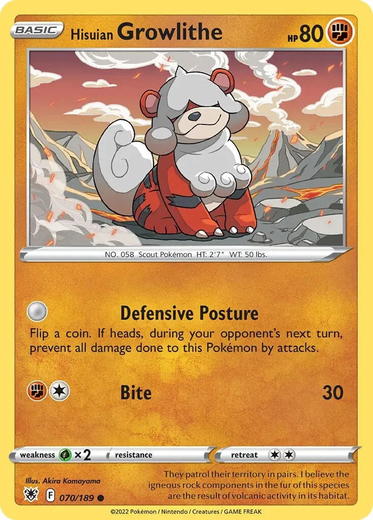 Hisuian Growlithe (070/189) (Theme Deck Exclusive) [Sword & Shield: Astral Radiance] | Total Play