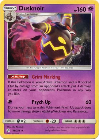 Dusknoir (85/236) (Theme Deck Exclusive) [Sun & Moon: Cosmic Eclipse] | Total Play