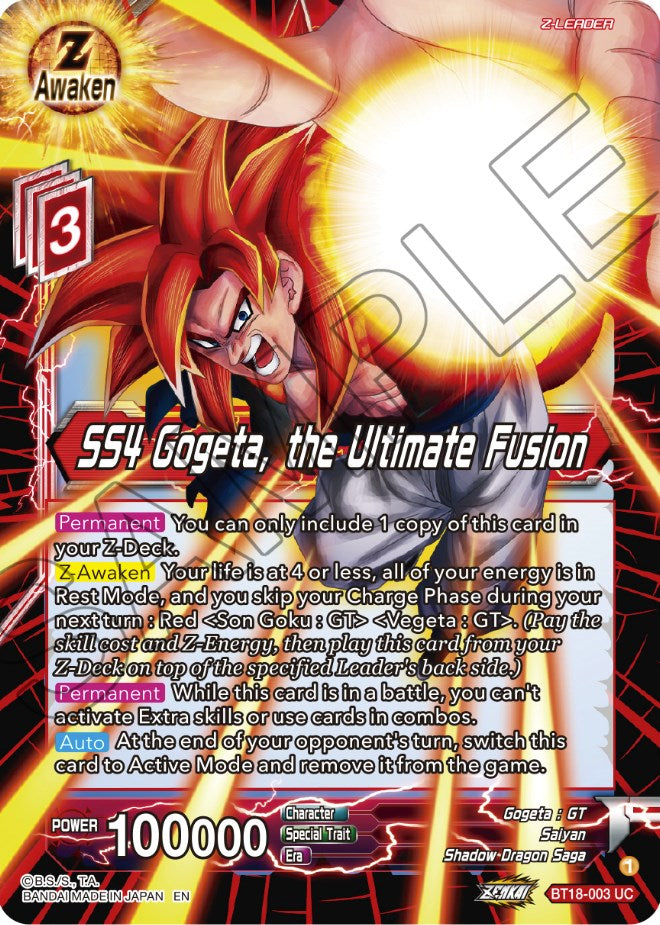 SS4 Gogeta, the Ultimate Fusion (BT18-003) [Dawn of the Z-Legends] | Total Play
