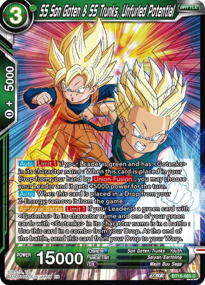 SS Son Goten & SS Trunks, Unfurled Potential (BT18-085) [Dawn of the Z-Legends] | Total Play