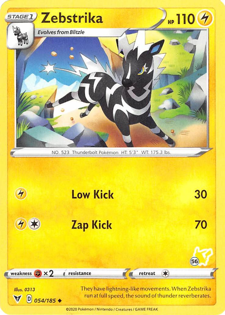 Zebstrika (054/185) (Pikachu Stamp #56) [Battle Academy 2022] | Total Play