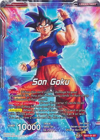 Son Goku // Ultra Instinct Son Goku, Hero of Universe 7 (Starter Deck Exclusive) (SD11-01) [Universal Onslaught] | Total Play