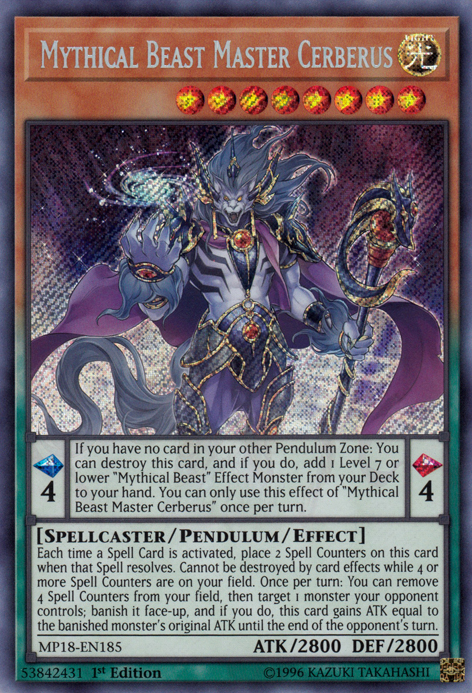 Mythical Beast Master Cerberus [MP18-EN185] Secret Rare | Total Play
