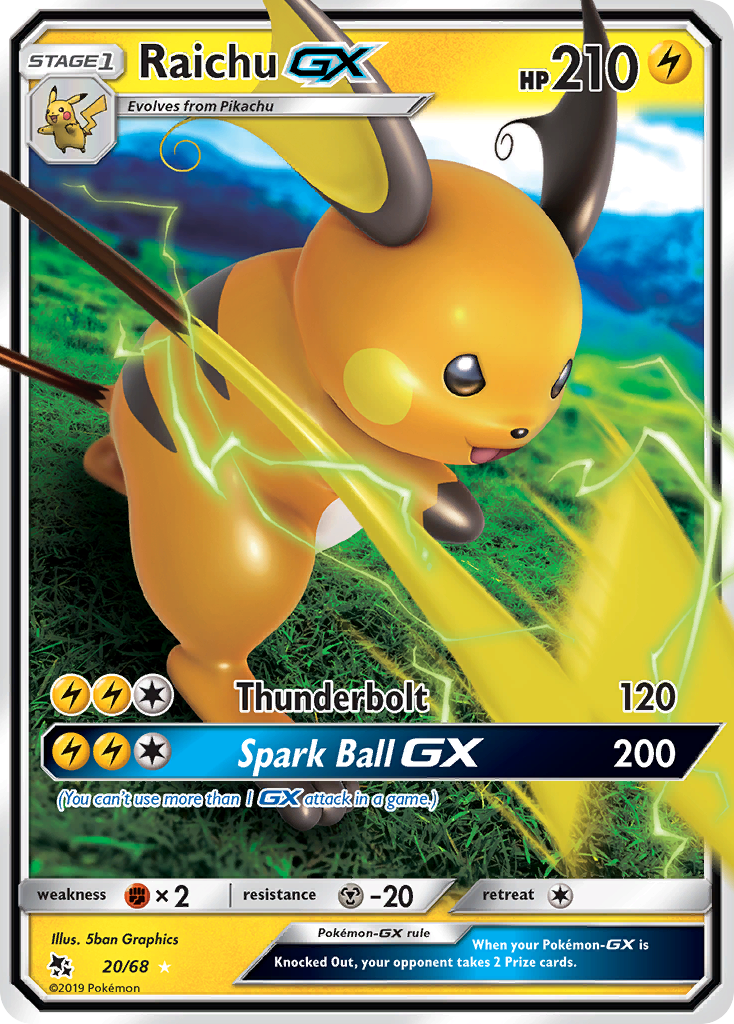 Raichu GX (20/68) [Sun & Moon: Hidden Fates] | Total Play