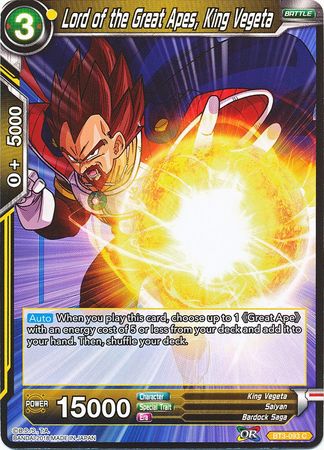 Lord of the Great Apes, King Vegeta (BT3-093) [Cross Worlds] | Total Play