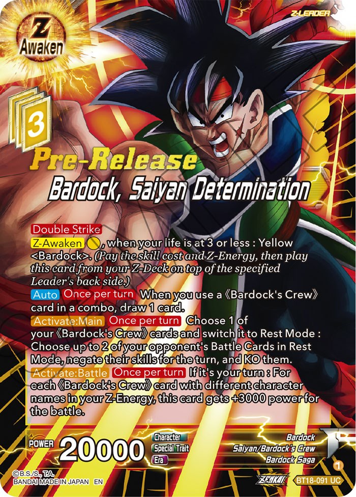 Bardock, Saiyan Determination (BT18-091) [Dawn of the Z-Legends Prerelease Promos] | Total Play