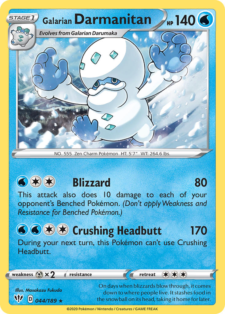 Galarian Darmanitan (044/189) (Cracked Ice Holo) (Theme Deck Exclusive) [Sword & Shield: Darkness Ablaze] | Total Play