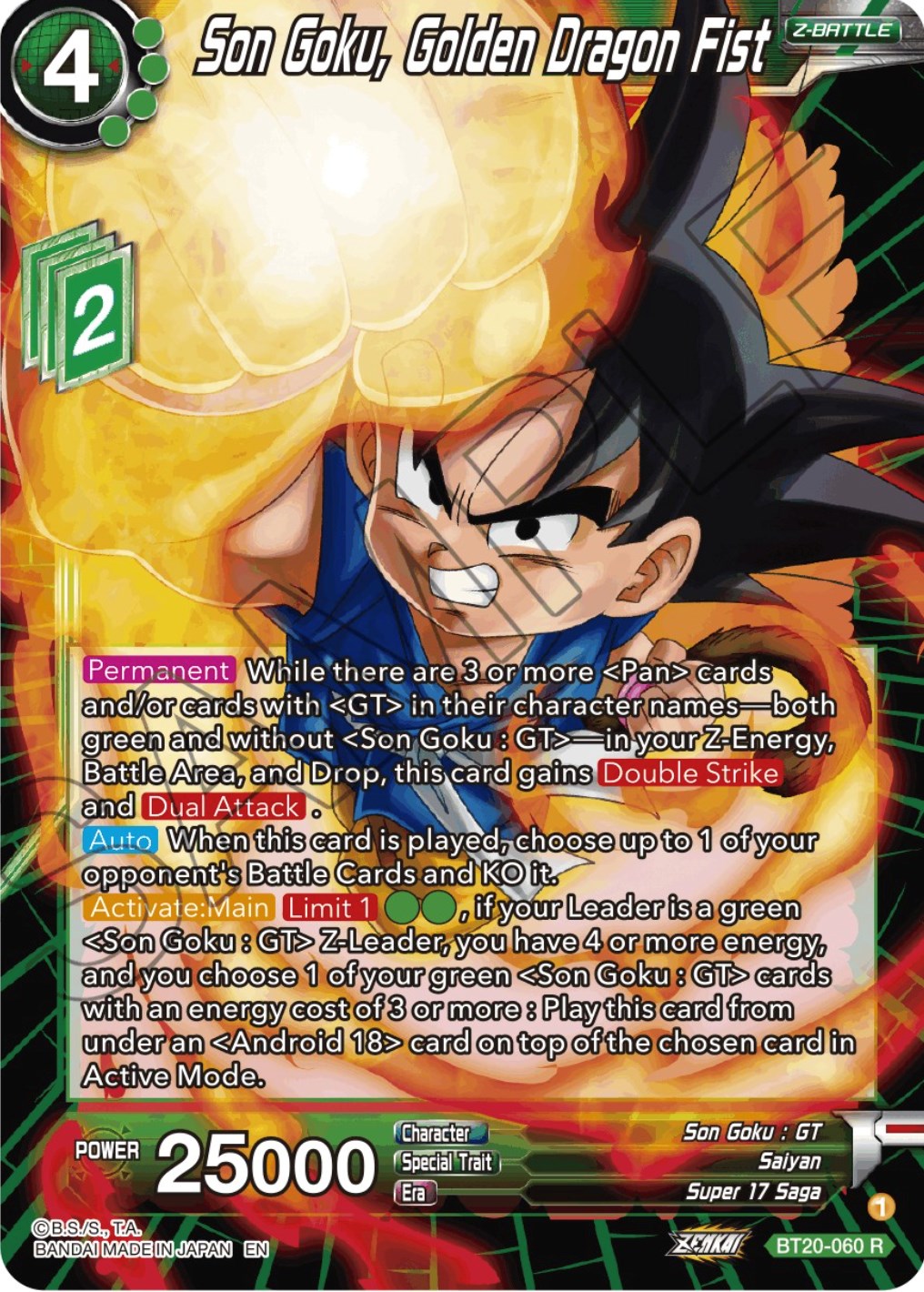 Son Goku, Golden Dragon Fist (BT20-060) [Power Absorbed] | Total Play