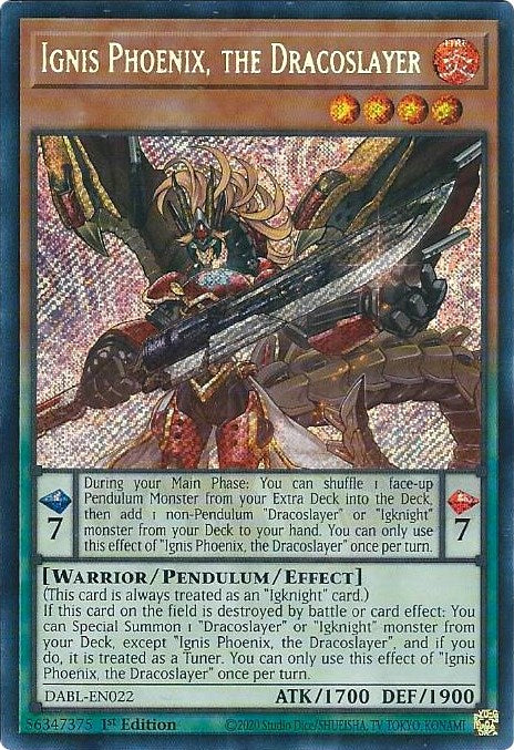 Ignis Phoenix, the Dracoslayer [DABL-EN022] Secret Rare | Total Play