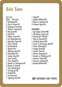 1996 Eric Tam Decklist Card [World Championship Decks] | Total Play